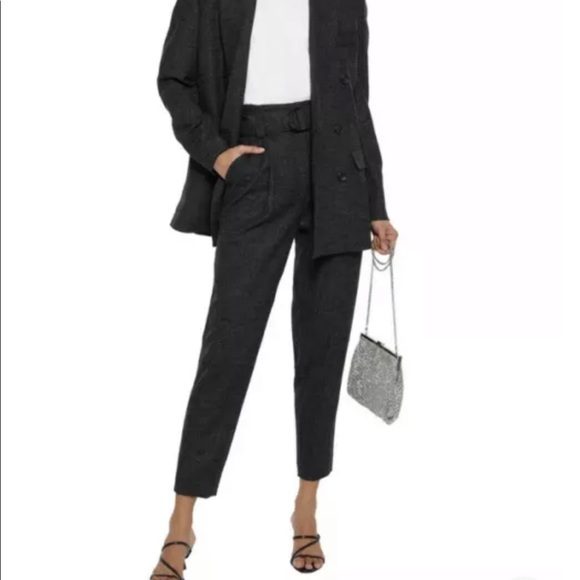 A.L.C Diego cropped belted pinstriped flannel tapered pants-NWT-2 - Picture 3 of 10